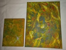 Unikate-2 er Set handgemalte Bilder ,abstrakte Kunst, Größe 40x30cm +24x18cm