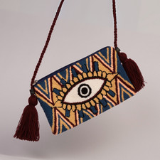 Wayuu Schultertasche, handgemacht mit Augen Design Handgefertigtes Unikat aus Pe