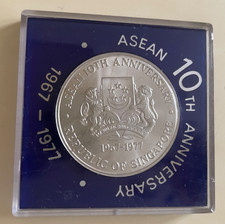 Singapur 10 Dollar Asean 10th Anniversary 1967-1977 Silber