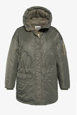 Schott NYC Bomberjacke Winterjacke Parka Hooded Kapuze Khaki NP 290€ Oversized! 
