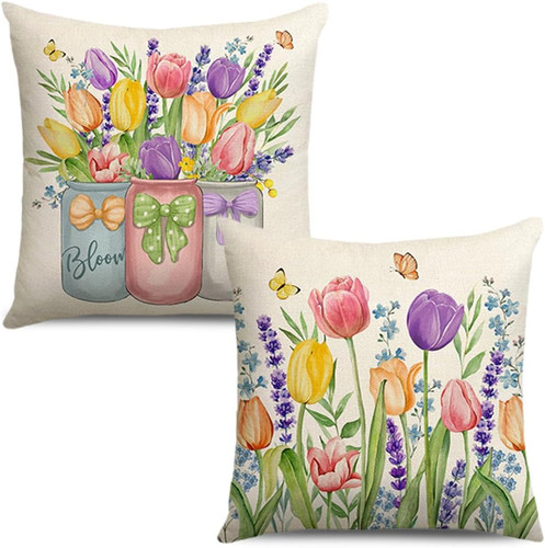 2er set kissenbezüge blumen - kissenbezüge,