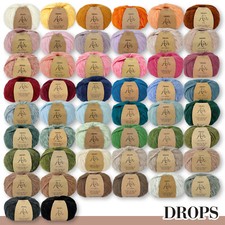 Drops 5 x 50 g Air Baby-Alpaka Merinowolle Stricken Wolle Garn Uni Mix 50 Farben