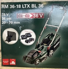 Metabo Akku-Rasenmäher RM 36-18 LTX BL 36 mit 2x 5,2 Ah Akku + ASC 55 im Karton