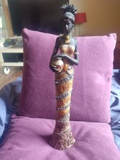Afrikanische Frau mit Krug Afrika Figur Skulptur 35 cm, schwer mit Glitzer 