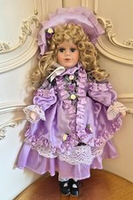 Künstlerpuppe Porzelanpuppe Barock lila  42 cm Sammler Deko Vintage