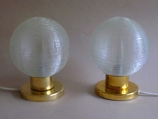 1 Paar Doria Glasleuchten Mid Century Space Age Messing + Glaskugel