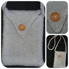 Monis Wollstuebchen gestrickte Filz Handytasche Handarbeit #4