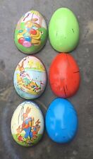 3 Alte Ostereier Deckeldose Blecheier 60iger starke Gebrauchsspuren, Länge 5,5cm