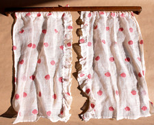 Puppenhaus uralte Gardinenleiste Echtholz 35 cm + Gardine handgenäht Puppenstube