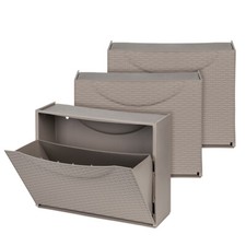 3 x Schuhschrank Schuhregal Schuhkipper Schuhständer Rattan Design Taupé Top 