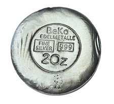 BeKo Edelmetalle 2 Oz Silberbarren - Rundbarren 999 Feinsilber (gegossen)
