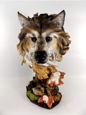 Wolf Kopf Büste Tierfigur Hund Skulptur Deko Tier Figur Statue Wildhund Baby