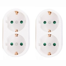 2x Doppelstecker vertikal Mehrfachstecker 2-fach Steckdosenadapter Multistecker