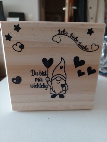 Spardose holz mit wichtelmotiv - mit,