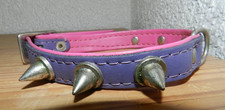 40cm Hundehalsband Leder Halsband Hund Lila/pink Stachelnieten neu