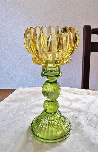 Teelichthalter glas blüte - teelichthalter,
