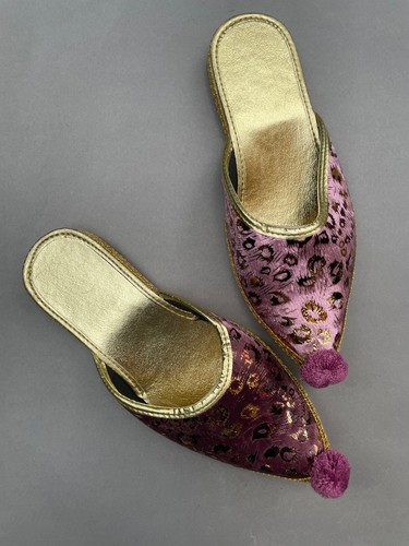 Rosa babouche henna schuhe mit - rosa,