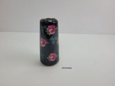 Porzellan Vase 21cm Goldrand Rosen Dekor schwarz Mid Century 50er #2510324