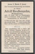 Sterbezettel, Adolf Reußenzehn, Waldaufseher, gest. '39 in Würzburg, VL(80122)