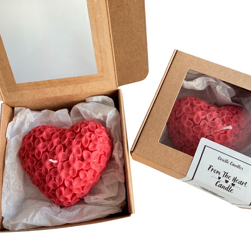 Red heart candle handmade - red, –