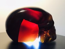 Echt Seltener Bernstein Kristallschädel Schädel Amber Crystal Skull Dritte Augen