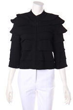 TERANI COUTURE Cardigan Wool-Blend Volants Frills 6 = D 38 black