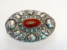 Antike Große JUGENDSTIL Brosche Martin Mayer Pforzheim Silber 800 Karneol