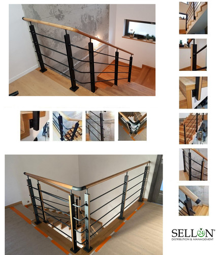 Loft holz edelstahl geländer - edelstahl,