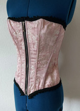Corsage Korsett Steampunk Gothic rosa schwarz Spitze Blumen Schnürung hinten