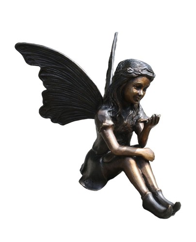 Bronzefigur sitzende fee mit - bronzefigur,