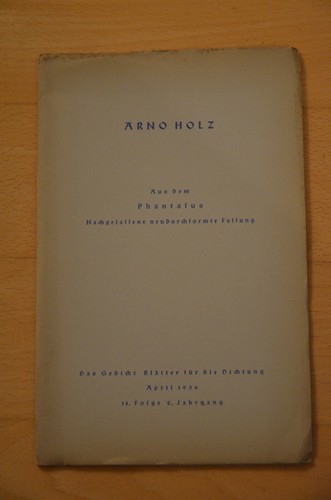 Arno holz aus dem phantasus - holz,