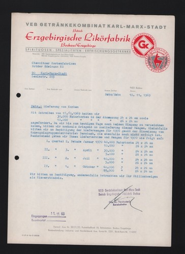 Bockau brief 1969 veb - bockau,, 1969,