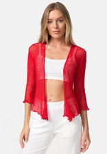 Damen Sommer Bolero Brautstola leichter Transparent Übergangs Jacke mit 3/4 Arm