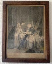 Antike Gravur „La Relevée“ nach Leveau, gestochen von Lépicié 18. Jh.