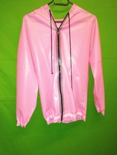 Latex Jacke rosa transparent mit Kapuze
