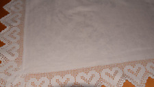 Alte Leinen Damast Tischdecke "Frau" Jugendstil Spitze 200 x 140 cm (12727)