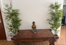 Bali Tisch mit Schnitzereien - Länge 165cm, braun, bunt bemalte Seiten