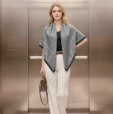 Seidentuch schwarz grau Halstuch 90x90 Seide Damen Tuch klassisch leicht