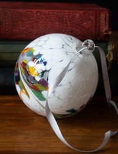 Handgefertigte Polen Blaskunst Glaskugel irisierende Kugel Eisen Weihnachtsschmuck 10 cm