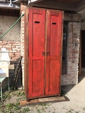 Spind vintage-Rot Holzspind Kleiderschrank Vintage Antik Industrial 1900 Org.