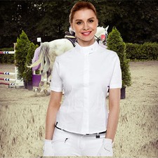 ELT Damen Turnier Bluse "Alexa", Kurzarm, Turnier Shirt, weiß, Turnierbekleidung