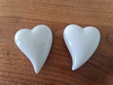 2x Porzellan HERZ / weiß Valentinstag Geschenk