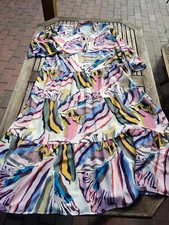 Made in Italy süßes langes Ibiza Stufen Kleid Sommerkleid Maxikleid M 38/40