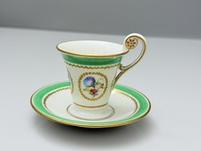KPM Berlin Mokkatasse,Grüner Fond mit Blumen & Gold