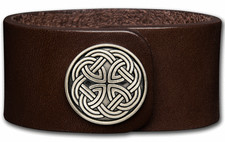 Lederarmband 32MM Braun mit Kelt. Zierschraubniete als Druckknopfverschluss