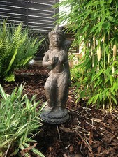 BUDDHA 43CM BUDHA STEINGUSS DEWI SKULPTUR FIGUR STEIN GARTEN TERRASSE ASIA-STONE