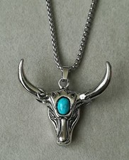 Stierkopf Anhänger Mit Halskette Silber Bulle Bullenschädel Stier Schädel Hörner