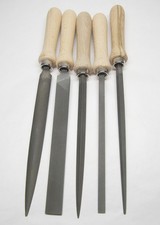 5 Feilen mit Heft - Flachstumpf - Halbrund - Vierkant - Dre Goldschmiedewerkzeug