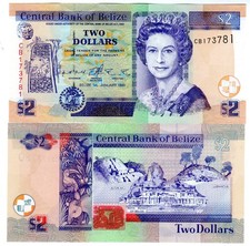 Belize 2 Dollar Schein 1999