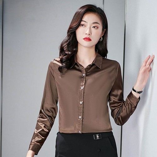 Damen einfarbig satin hemd - damen,